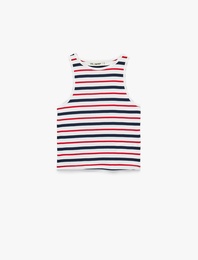 Pamuklu Kolsuz Bisiklet Yaka Çizgili Atlet