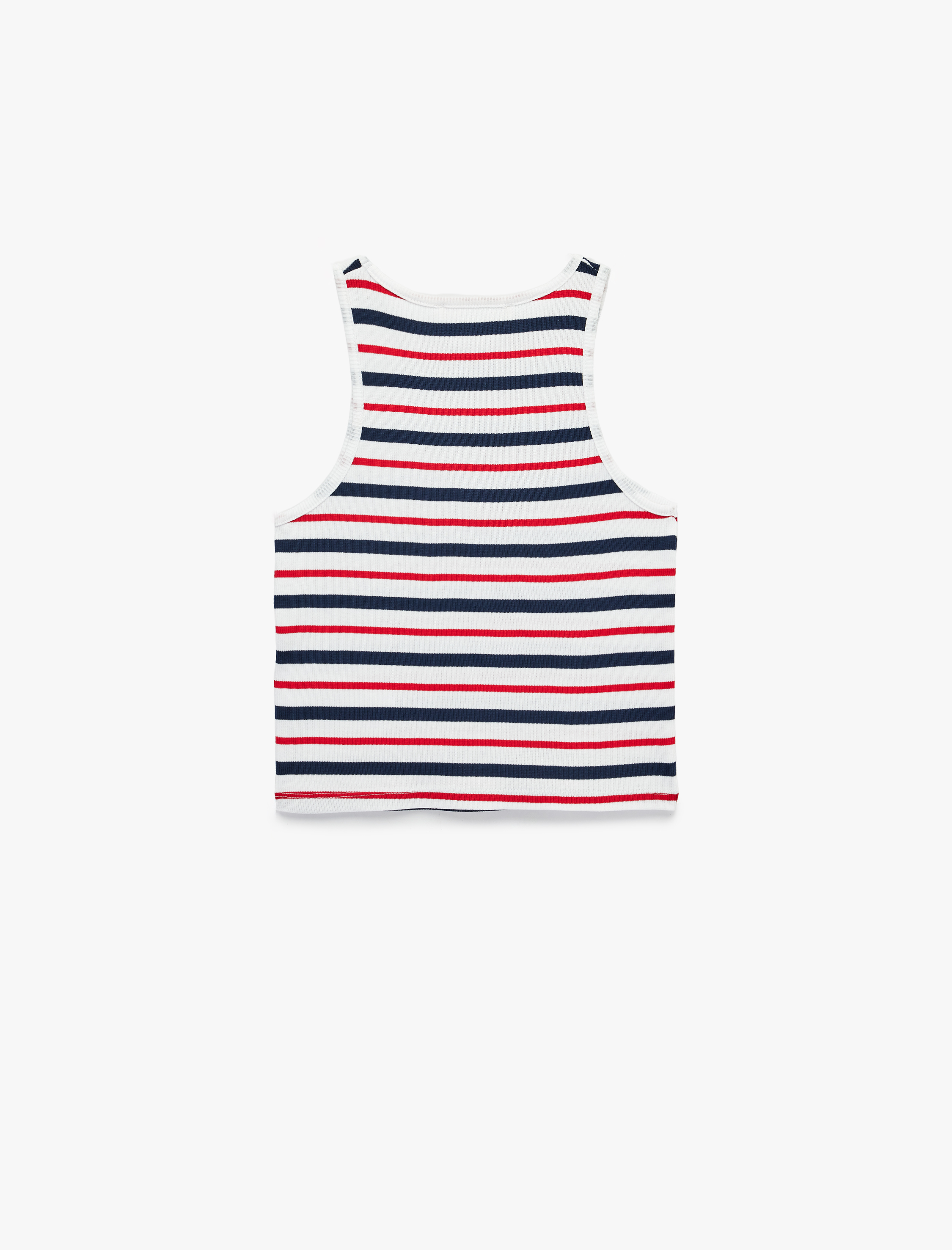   Pamuklu Kolsuz Bisiklet Yaka Çizgili Atlet