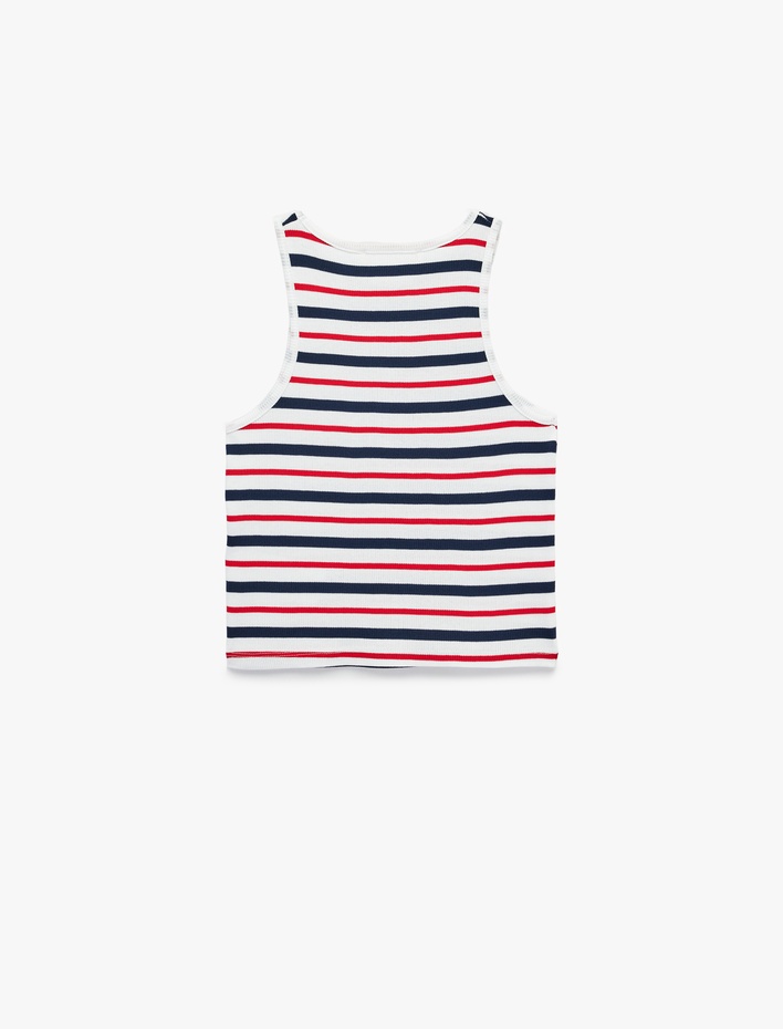  Pamuklu Kolsuz Bisiklet Yaka Çizgili Atlet