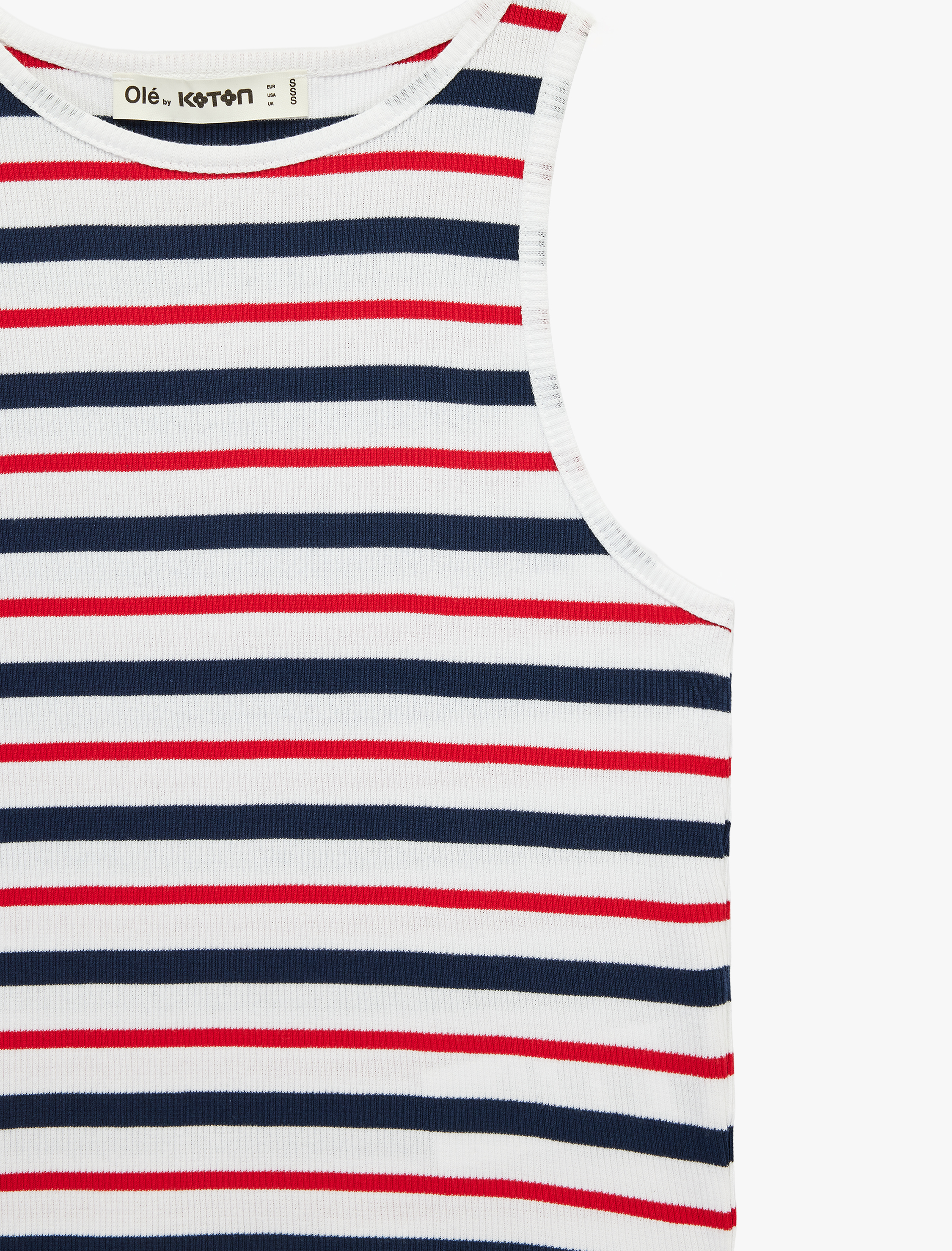   Pamuklu Kolsuz Bisiklet Yaka Çizgili Atlet