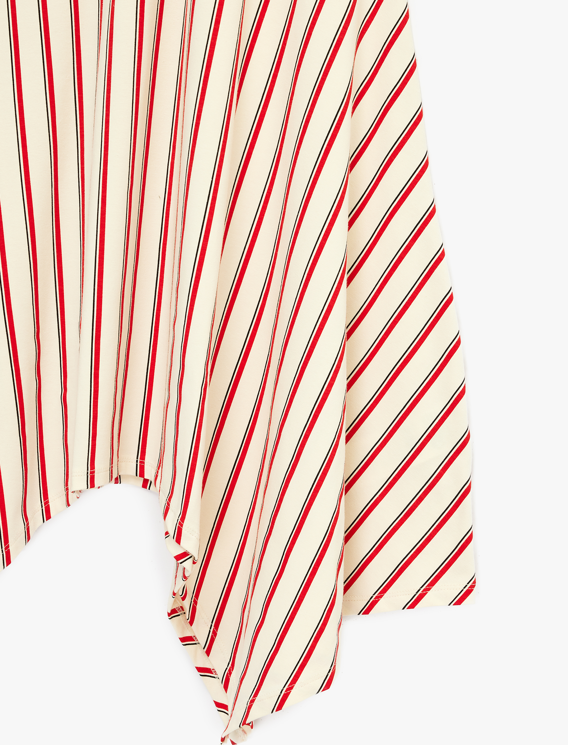   Düşük Bel Çizgili Asimetrik Kesim Rahat Kalıp Midi Etek