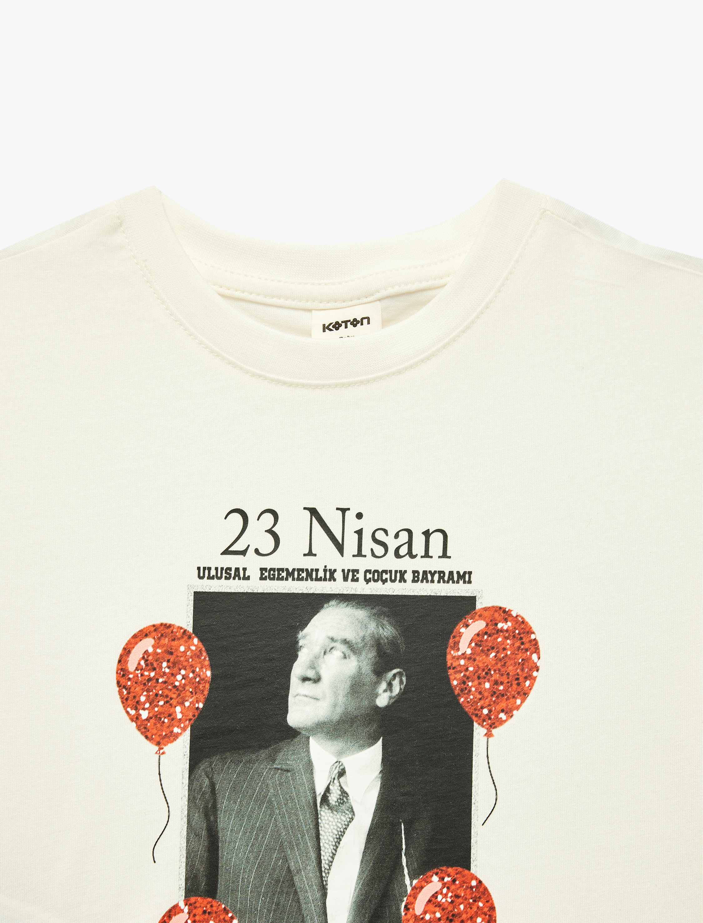  Kız Bebek Pamuklu Bisiklet Yaka Kısa Kollu Atatürk Baskılı Tişört
