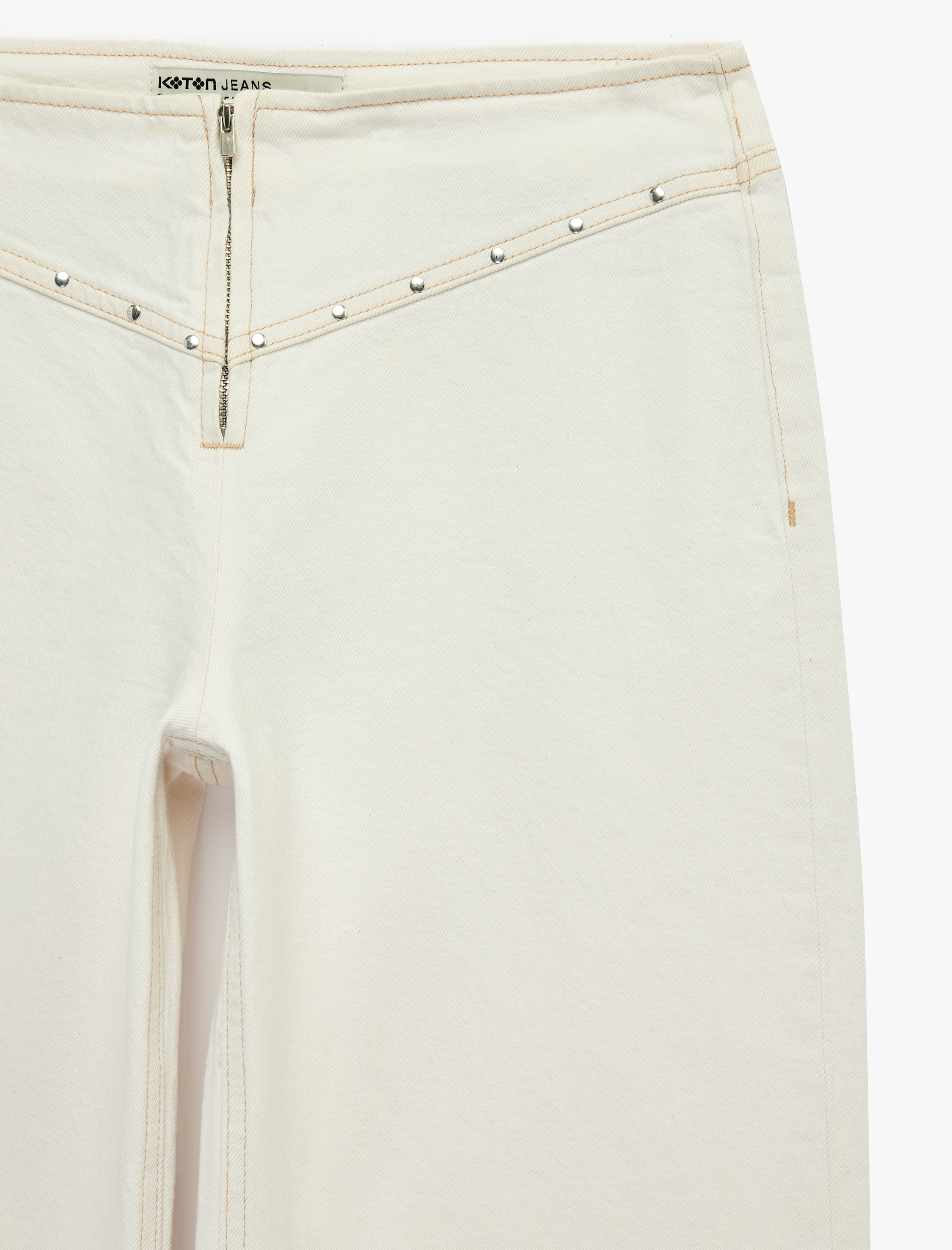   Düşük Bel Troklu Fermuarlı Cep Detaylı Geniş Paça Pantolon - Wide Leg Jeans