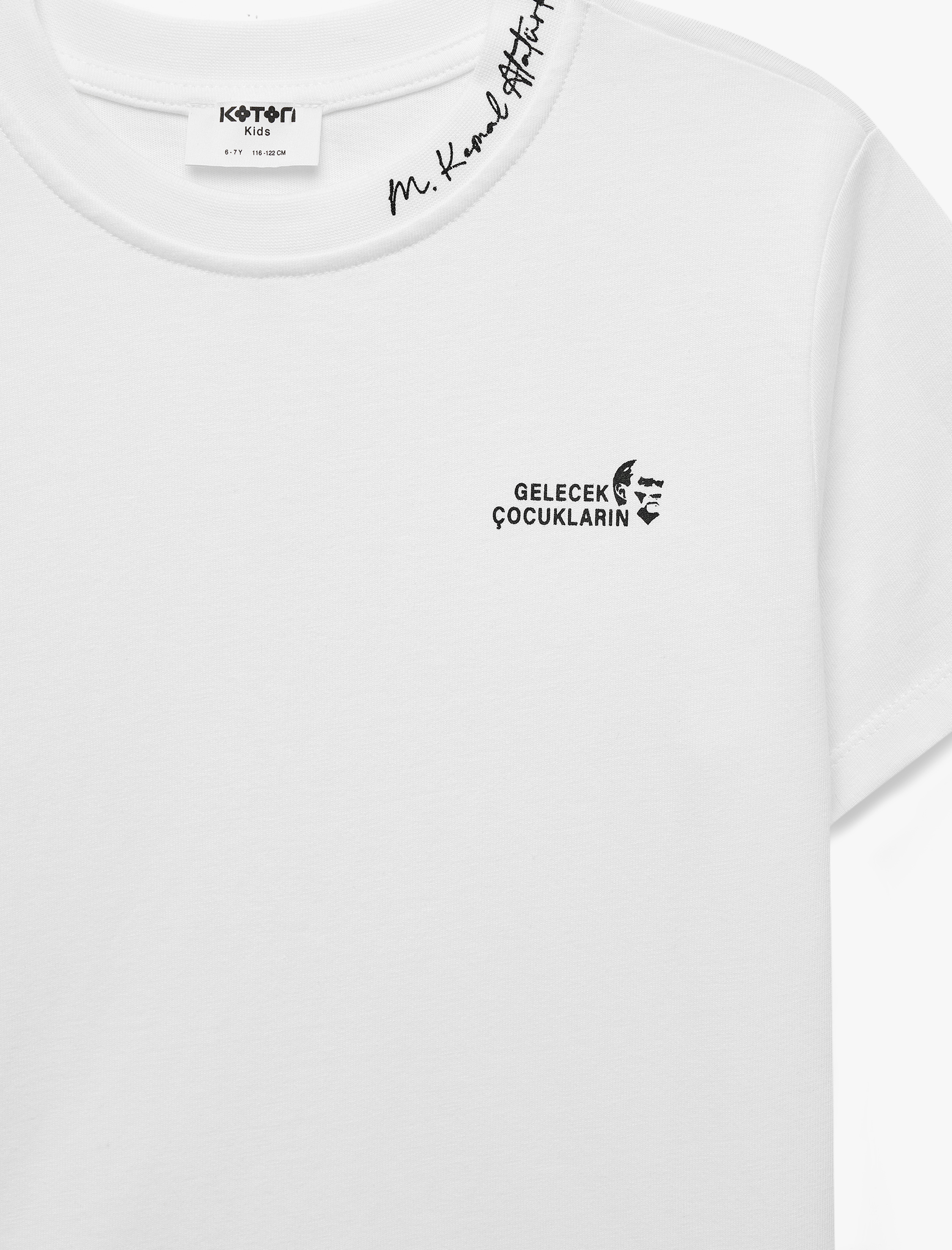  Erkek Çocuk Pamuklu Kısa Kollu Bisiklet Yaka Baskılı Tişört