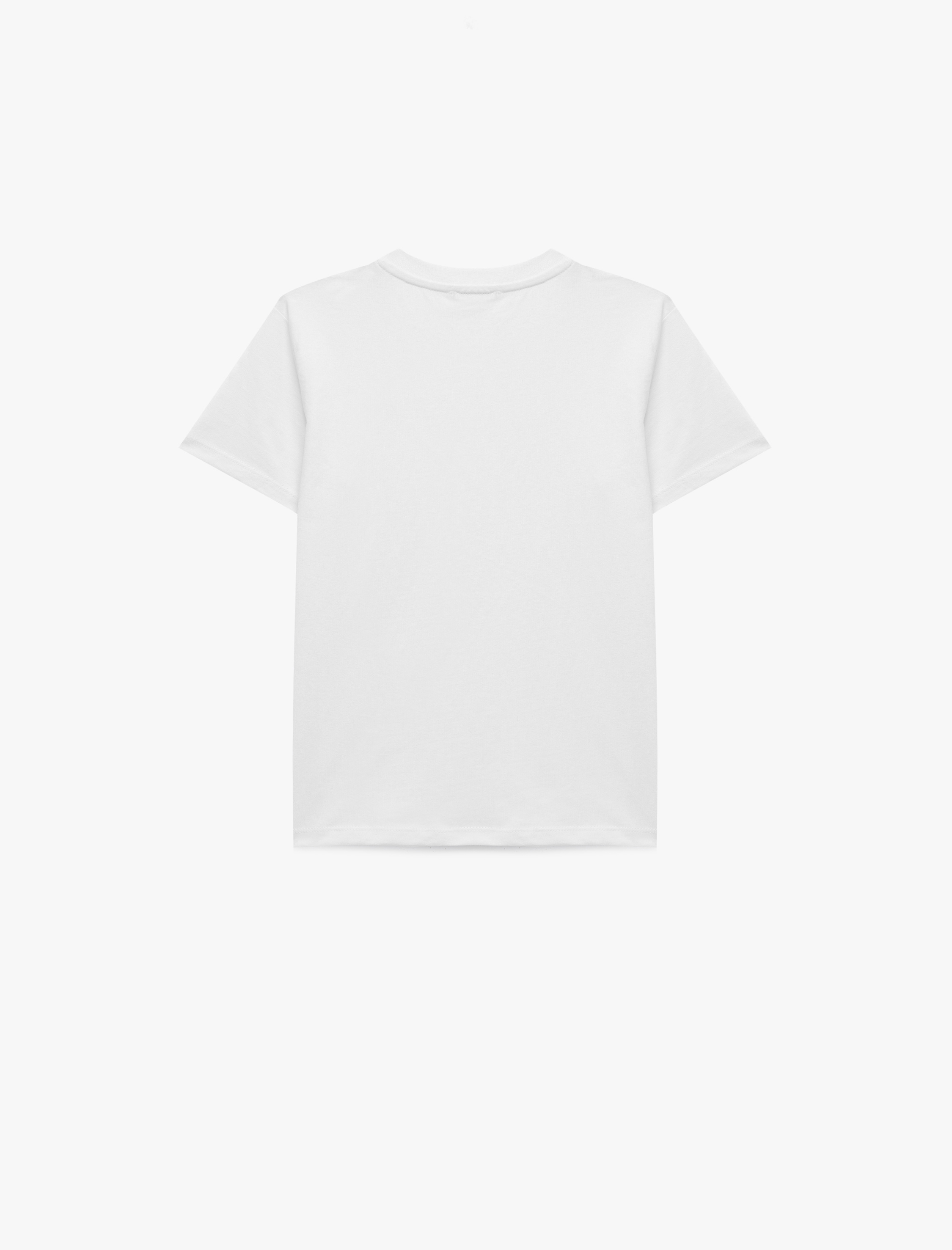  Erkek Çocuk Pamuklu Kısa Kollu Bisiklet Yaka Baskılı Tişört