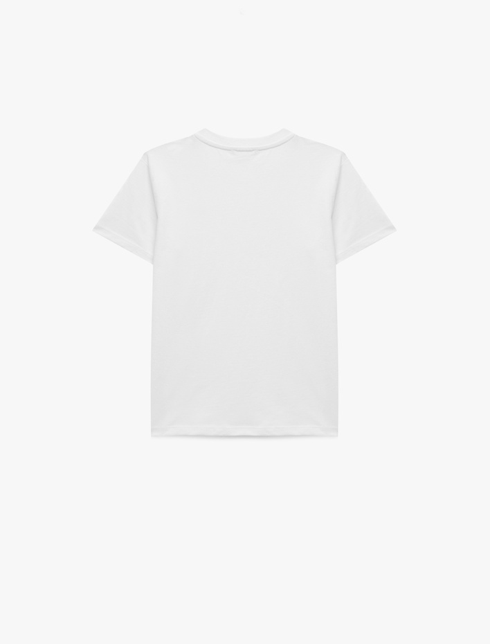 Erkek Çocuk Pamuklu Kısa Kollu Bisiklet Yaka Baskılı Tişört