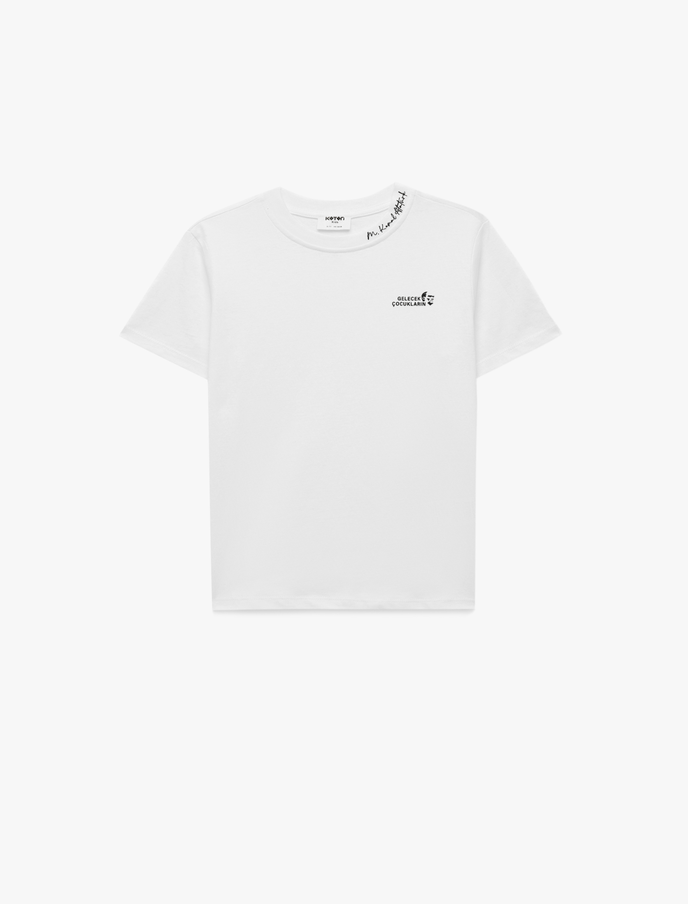 Erkek Çocuk Pamuklu Kısa Kollu Bisiklet Yaka Baskılı Tişört