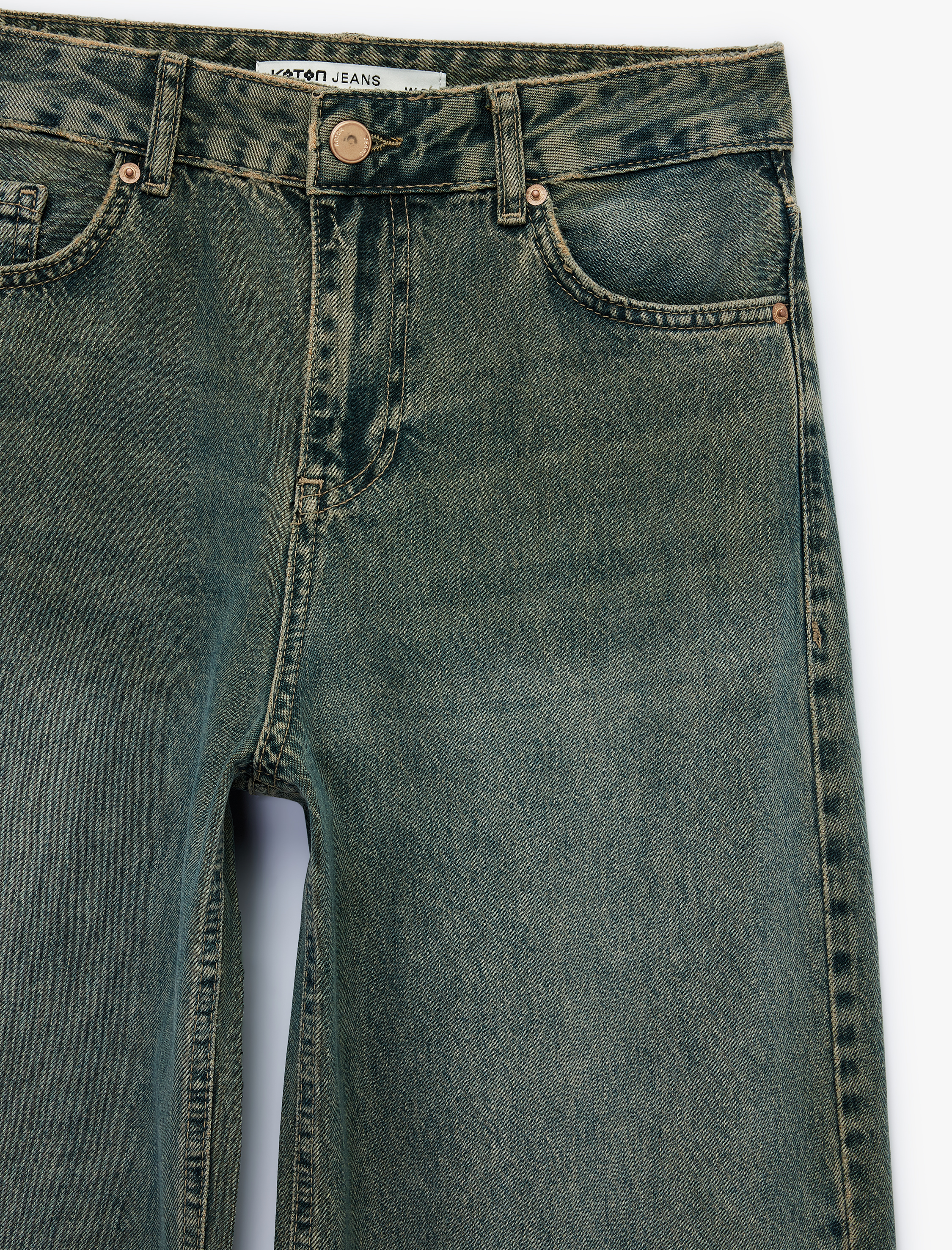   Pamuklu Bol Kalıp Düz Paça Denim Pantolon - Loose Straight Fit Jean