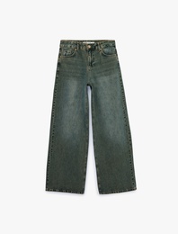 Pamuklu Bol Kalıp Düz Paça Denim Pantolon - Loose Straight Fit Jean