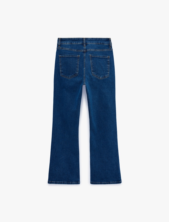  Pamuklu İspanyol Paça Dar Kesim Denim Pantolon -  Flare Jeans