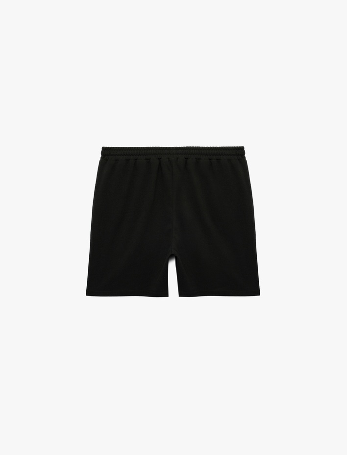  Straight Fit Cepli Pike Kumaş Bermuda Beli Bağcıklı Spor Şort