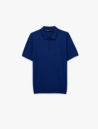 Regular Fit Viskon Karışımlı Düğmeli Polo Yaka Kısa Kollu Triko Tişört