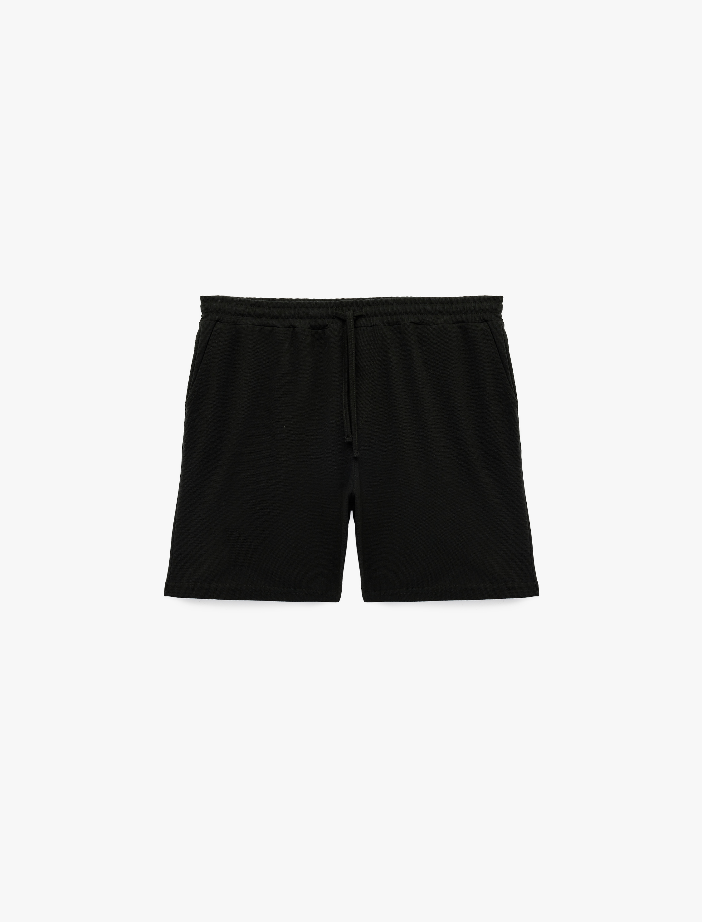   Straight Fit Cepli Pike Kumaş Bermuda Beli Bağcıklı Spor Şort