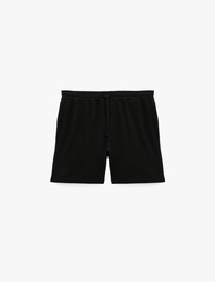 Straight Fit Cepli Pike Kumaş Bermuda Beli Bağcıklı Spor Şort