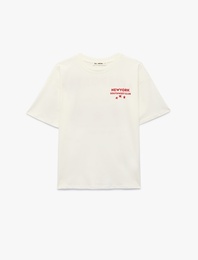 Regular Fit Kısa Kollu Bisiklet Yaka Pamuklu Arkası Baskılı Tişört