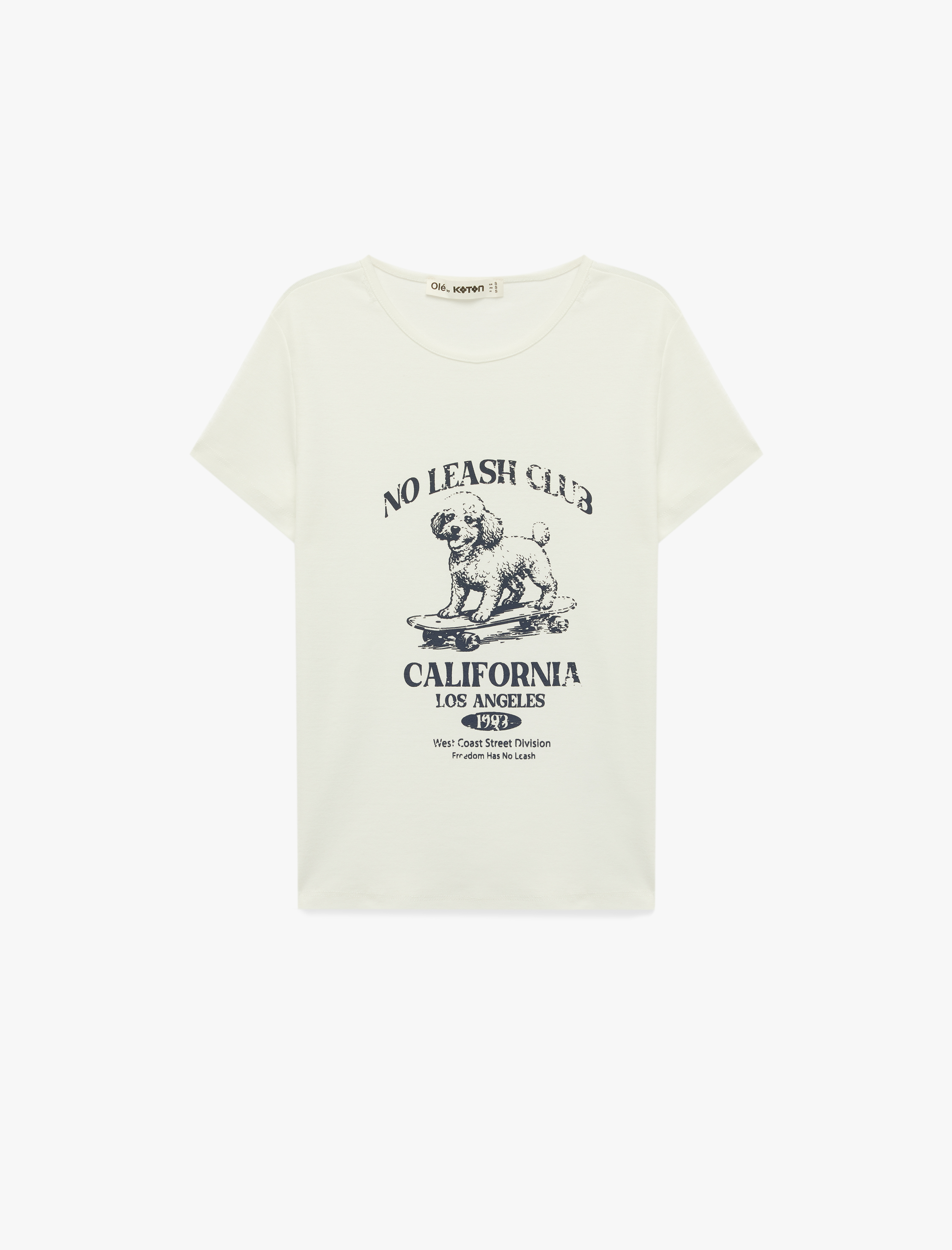   Pamuklu Slim Fit Bisiklet Yaka Kısa Kollu Köpek Baskılı Tişört