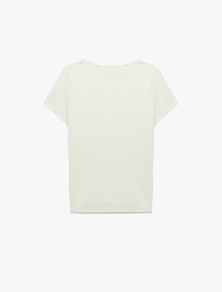  Pamuklu Slim Fit Bisiklet Yaka Kısa Kollu Köpek Baskılı Tişört