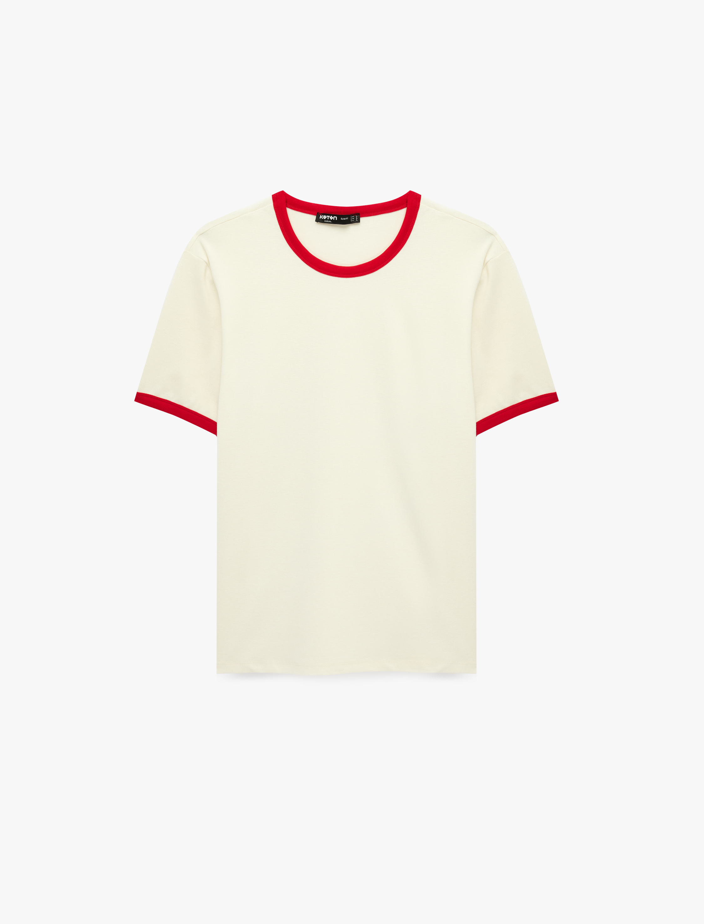   Kısa Kollu Biyeli Pamuklu Bisiklet Yaka Slim Fit Tişört