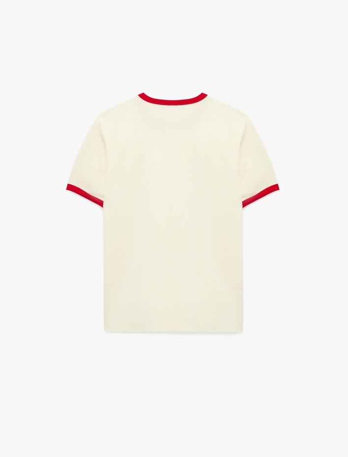  Kısa Kollu Biyeli Pamuklu Tok Kumaş Bisiklet Yaka Slim Fit Tişört