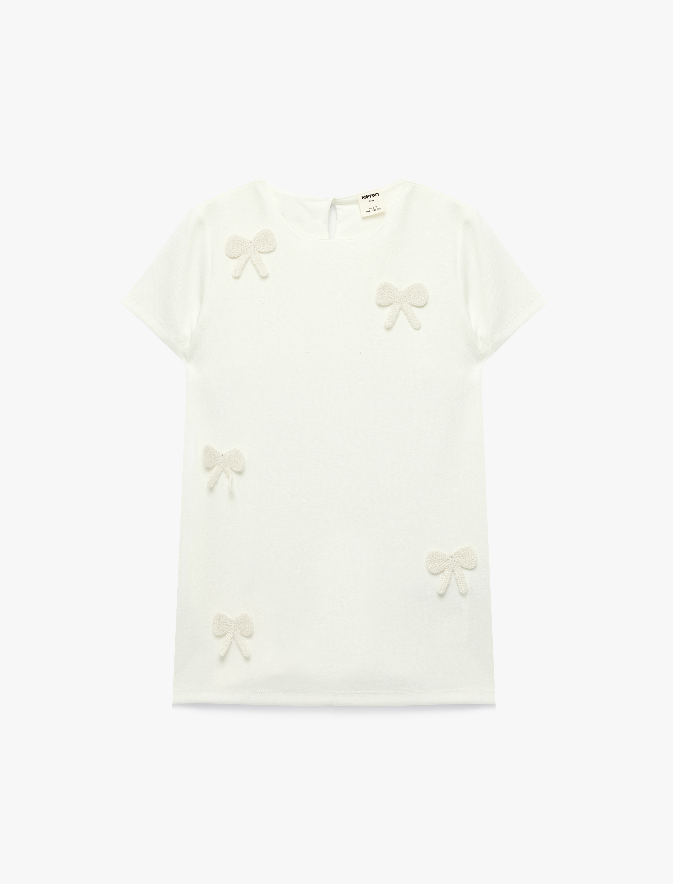  Kız Bebek Kısa Kollu Bisiklet Yaka Viskon Karışımlı Fiyonklu Elbise