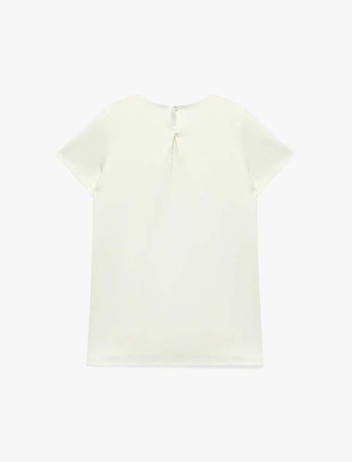 Kız Bebek Kısa Kollu Bisiklet Yaka Viskon Karışımlı Fiyonklu Elbise