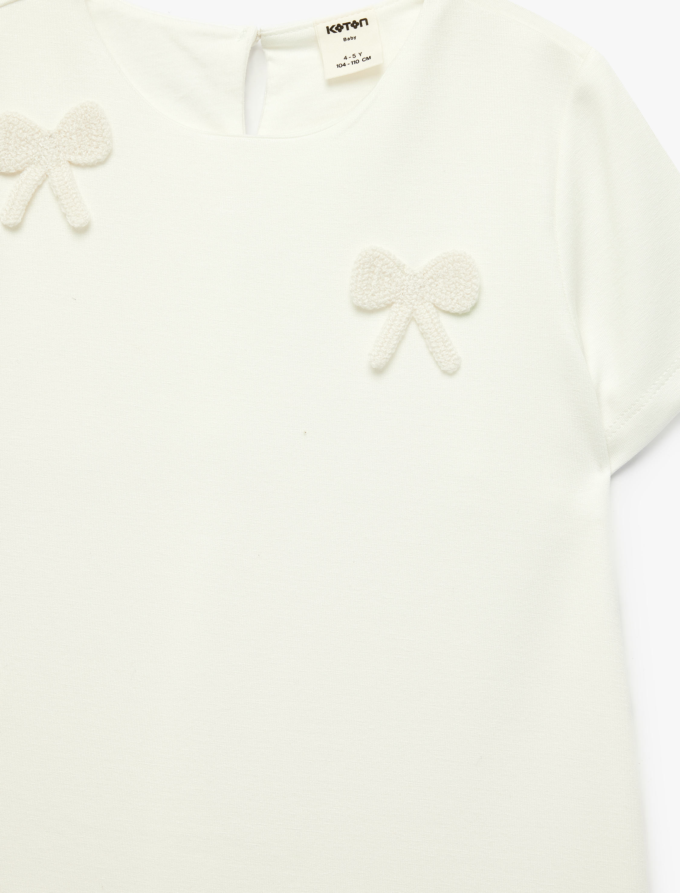  Kız Bebek Kısa Kollu Bisiklet Yaka Viskon Karışımlı Fiyonklu Elbise