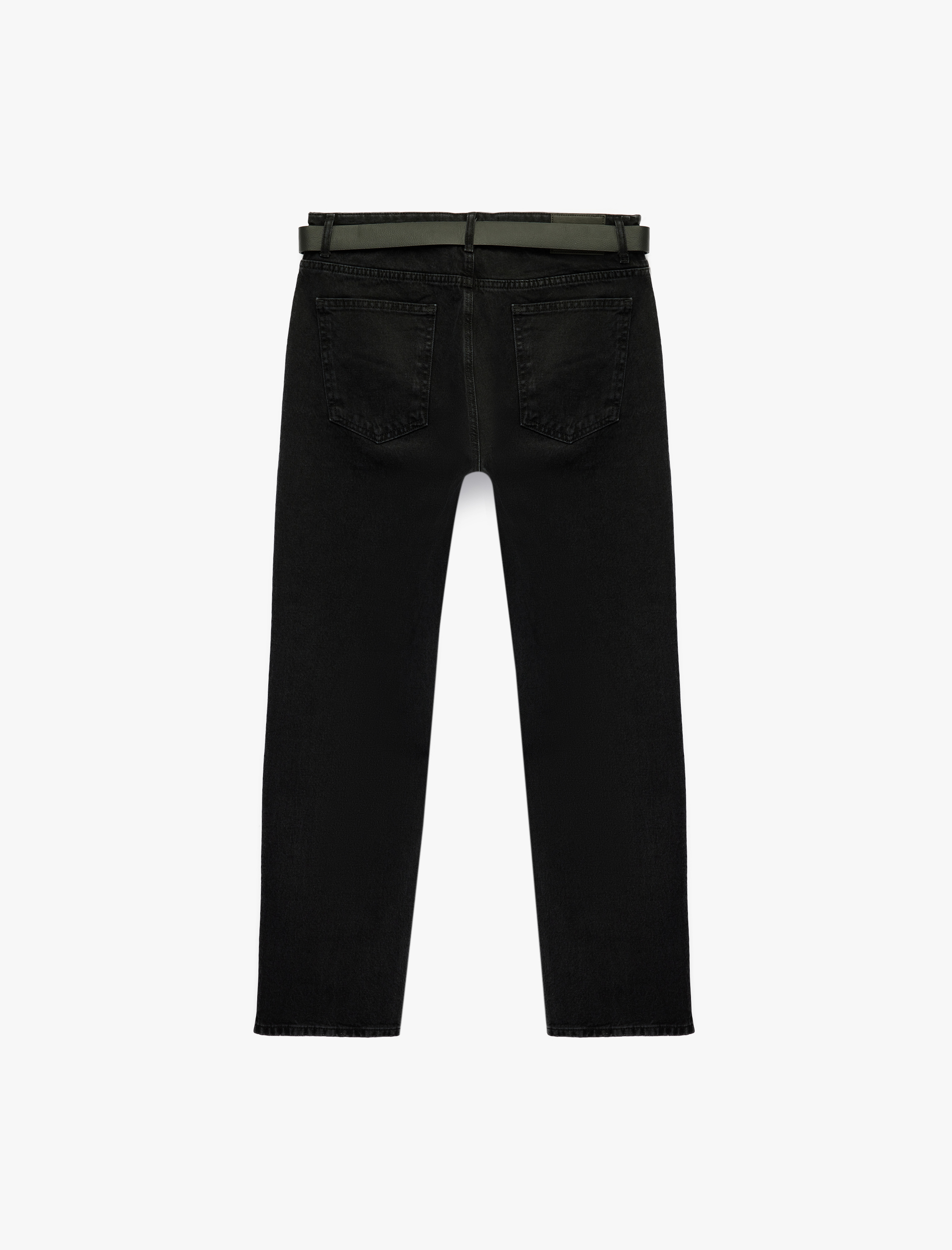   Normal Bel Cepli Pamuklu Kemerli Vintage Straight Fit Jean Pantolon