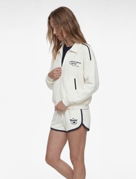 Şardonlu Nakışlı Biyeli Cepli Oversize Fermuarlı Sweatshirt