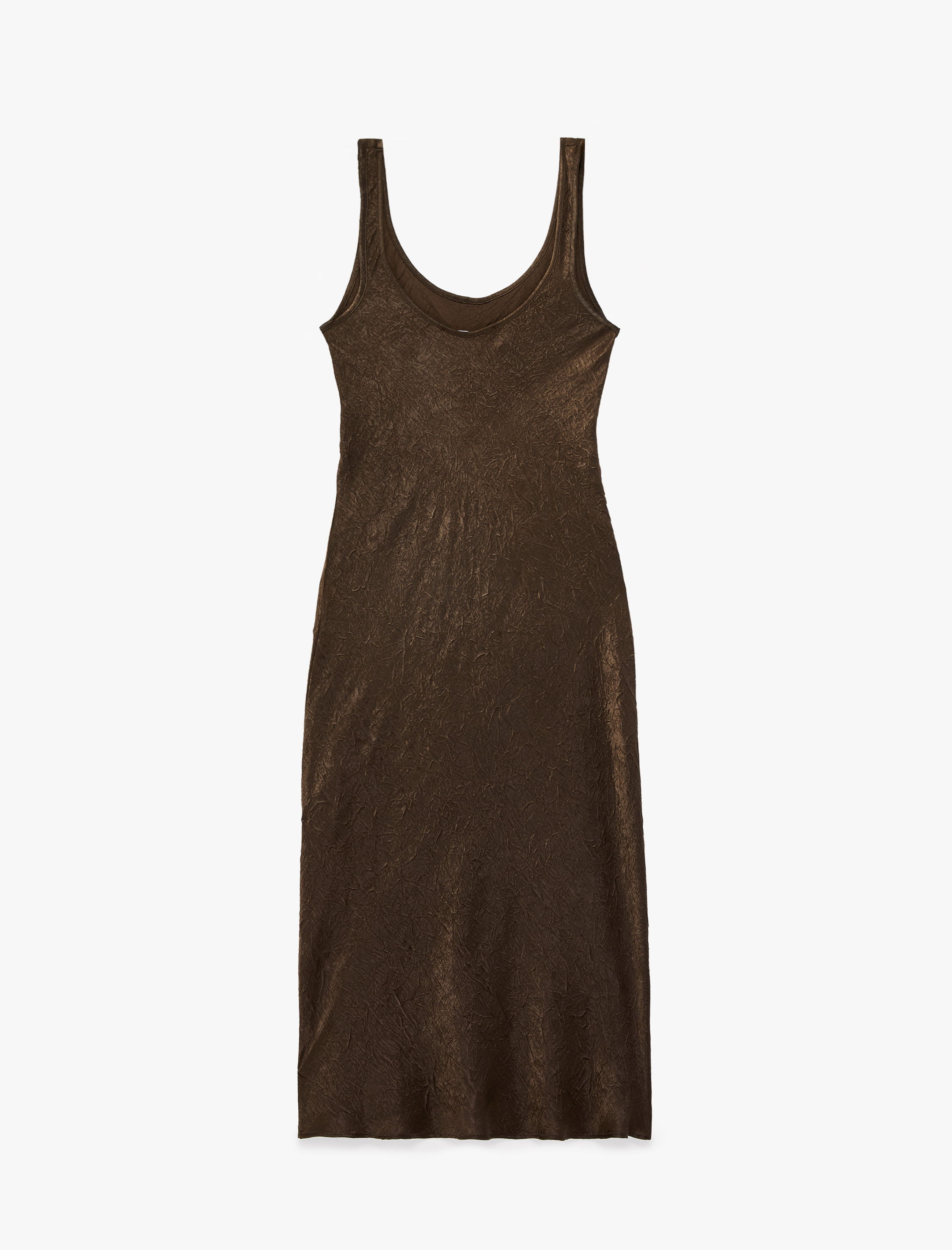 Kolsuz U Yaka Slim Fit Saten Midi Abiye Elbise - Görsel 6