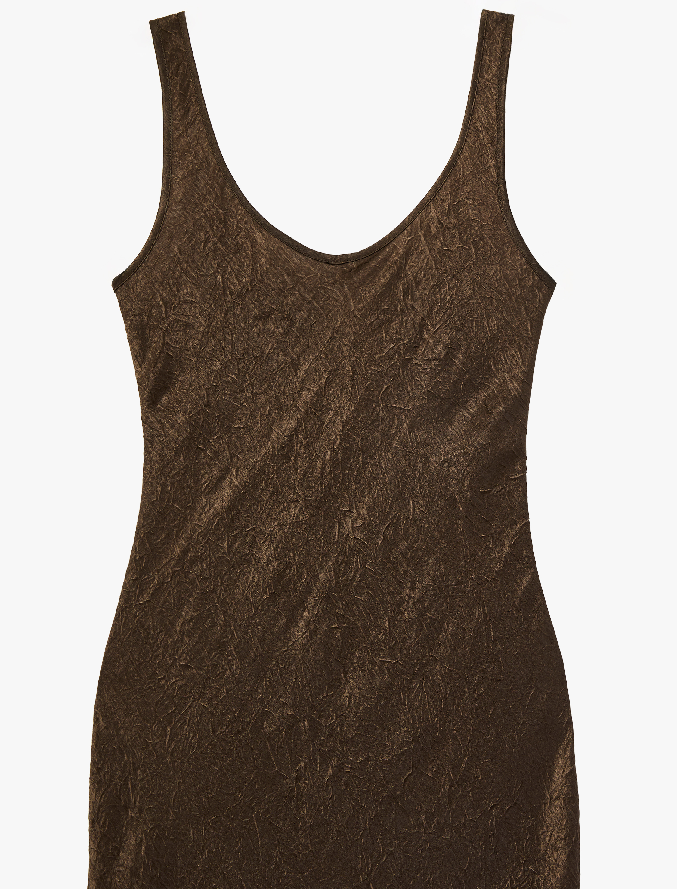 Kolsuz U Yaka Slim Fit Saten Midi Abiye Elbise - Görsel 7