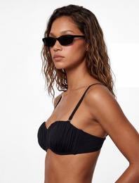 Arkası Bağlamalı Balenli Straplez Bikini Üstü