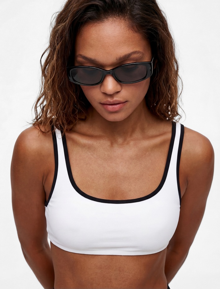  U Yaka Biyeli Spor Bralet Bikini Üstü