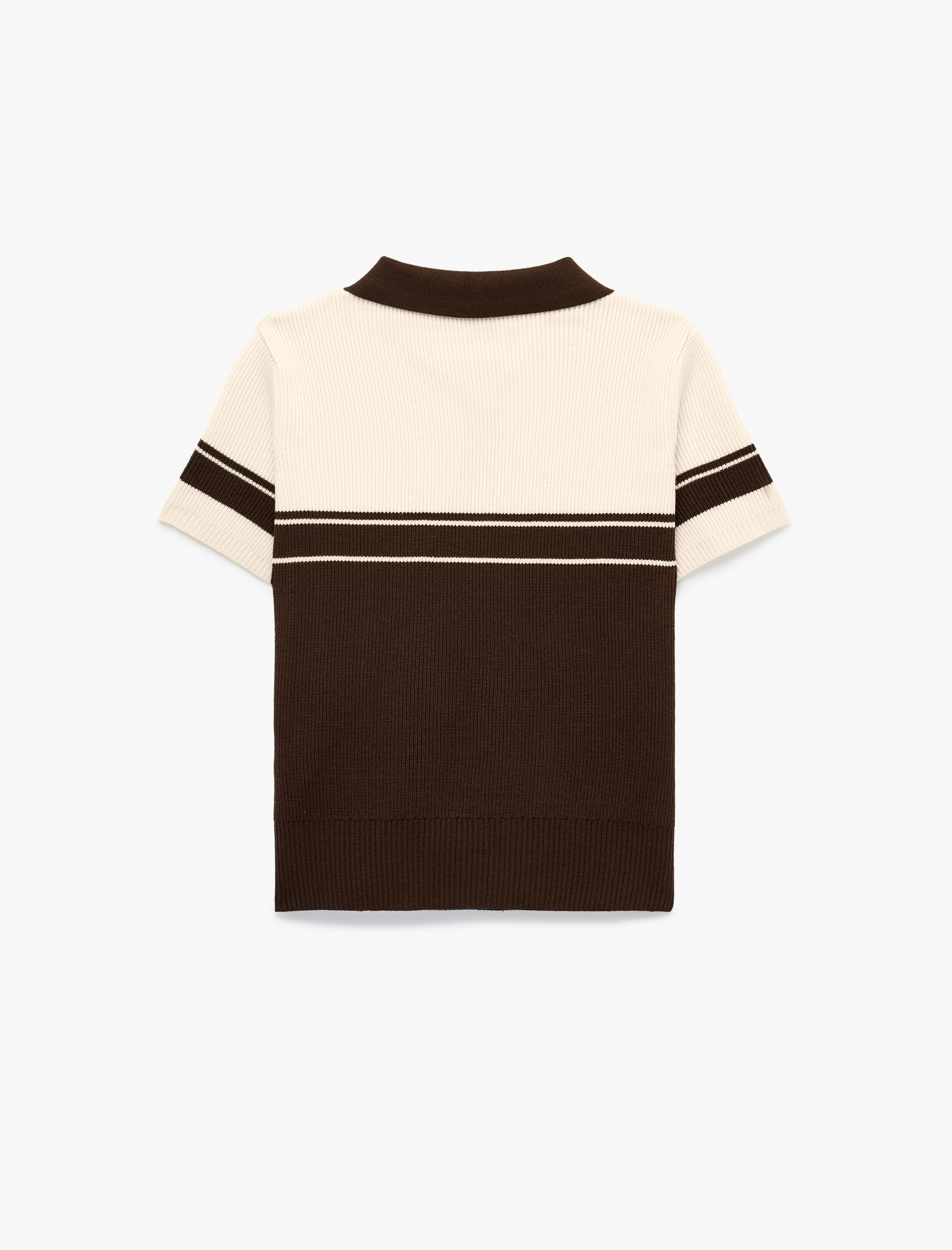   Kısa Kollu Çizgili Polo Yaka Triko Kazak