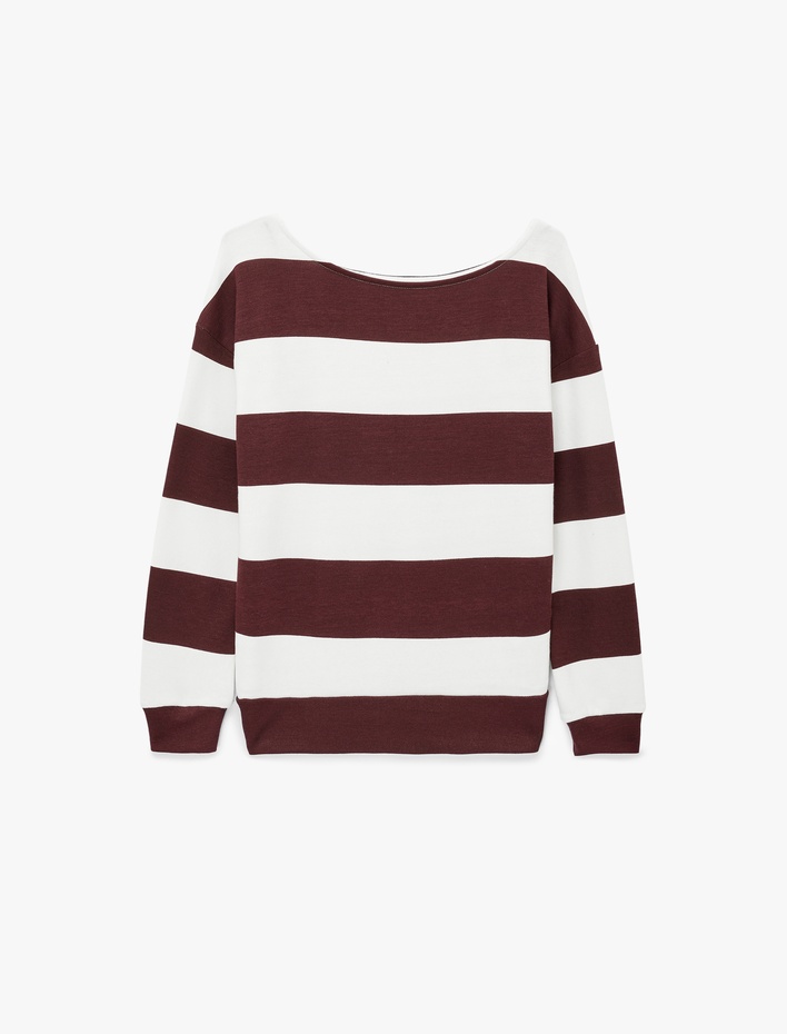  Rahat Kalıp Modal Karışımlı Omzu Açık Kayık Yaka Sweatshirt