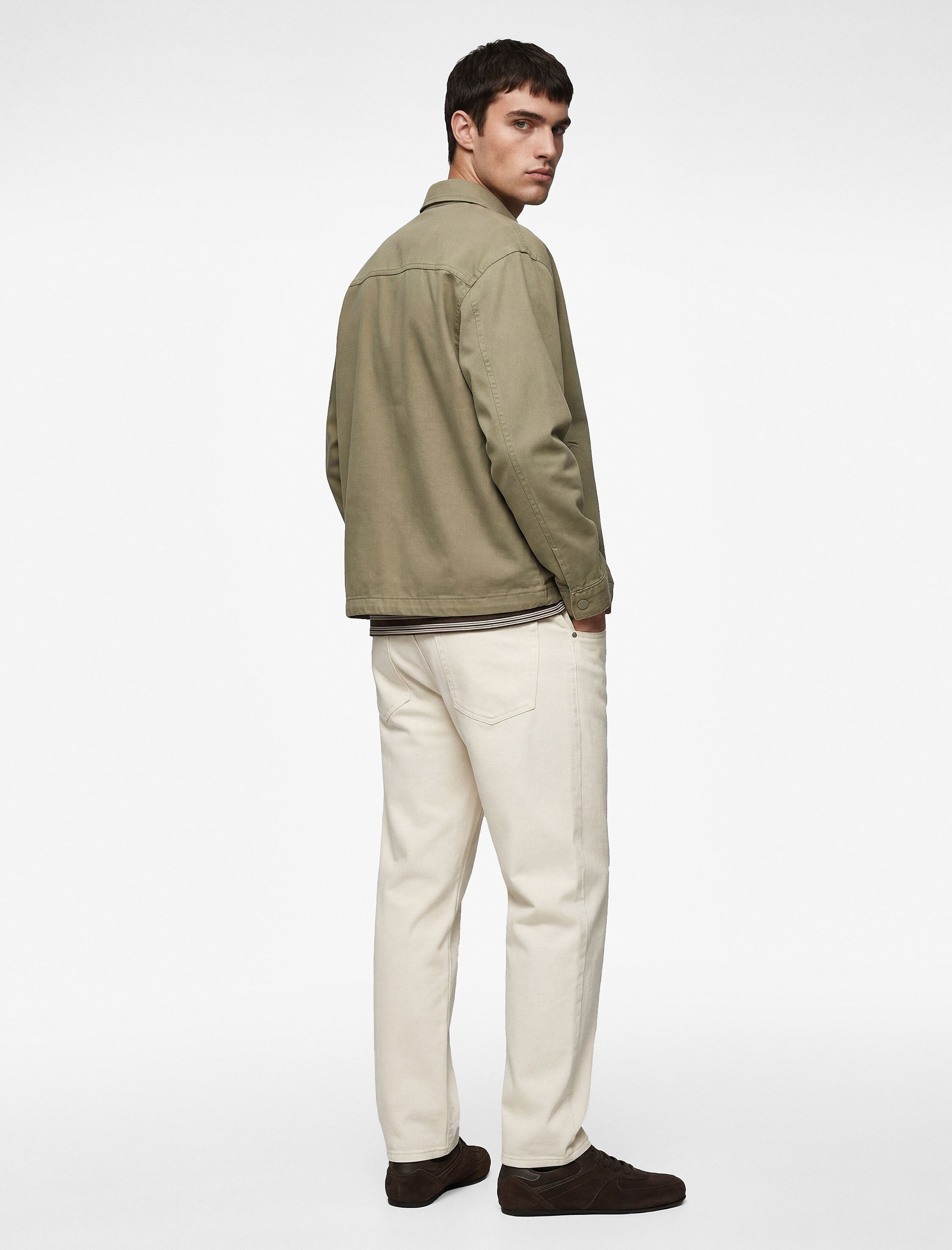   Pamuklu Cepli Uzun Kollu Gömlek Yaka Jean Ceket