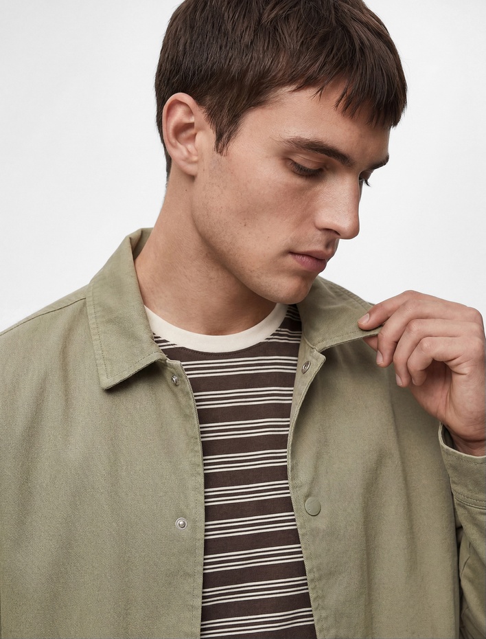  Pamuklu Cepli Uzun Kollu Gömlek Yaka Jean Ceket