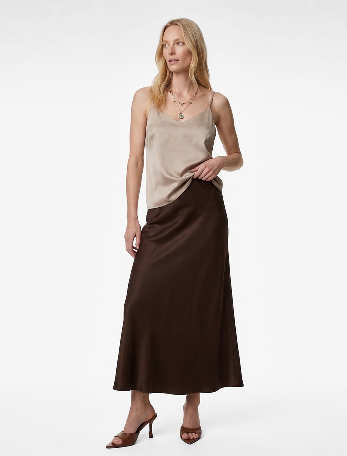  Standart Bel A Kesim Midi Saten Etek