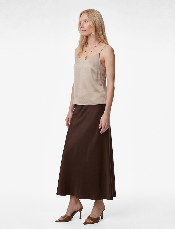  Standart Bel A Kesim Midi Saten Etek