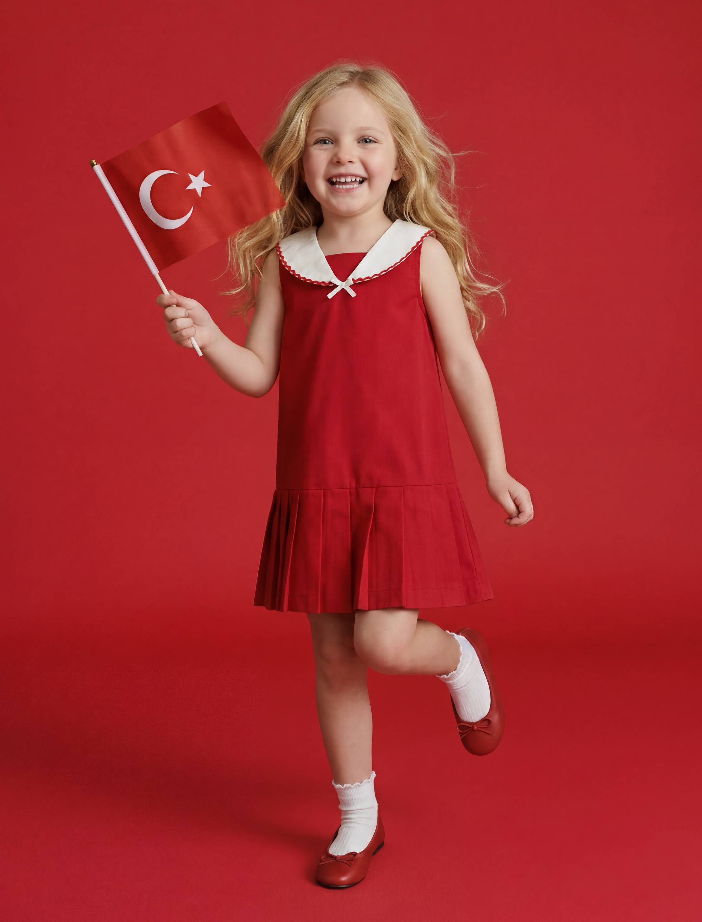  Kız Bebek Pamuklu Kolsuz Bebe Yaka A Kesim Pileli Elbise