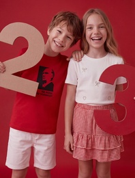 Pamuklu Kısa Kollu Bisiklet Yaka Atatürk Baskılı Tişört