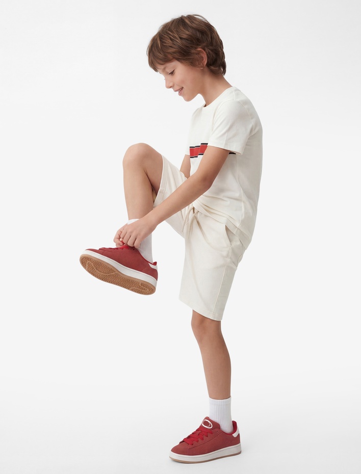 Erkek Çocuk Beli Bağcıklı Lastikli Slim Fit Denim Şort