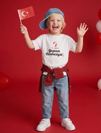 Kısa Kollu Oversize Bisiklet Yaka Pamuklu Atatürk Baskılı Tişört