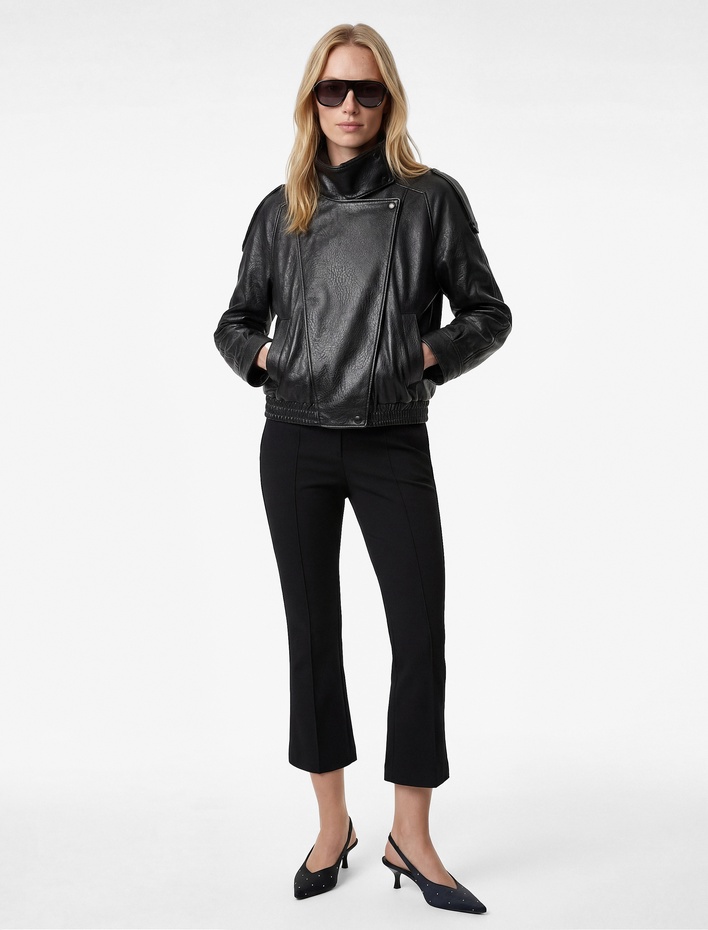  Slim Fit Nervür Detaylı İspanyol Paça Pantolon