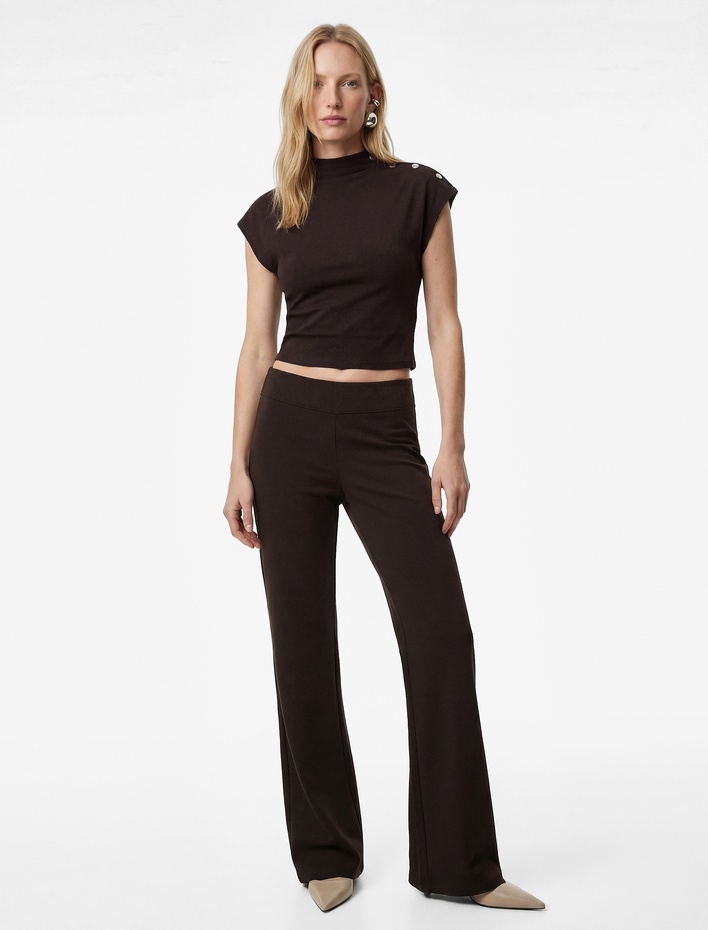  Modal Karışımlı Slim Fit İspanyol Paça Tayt