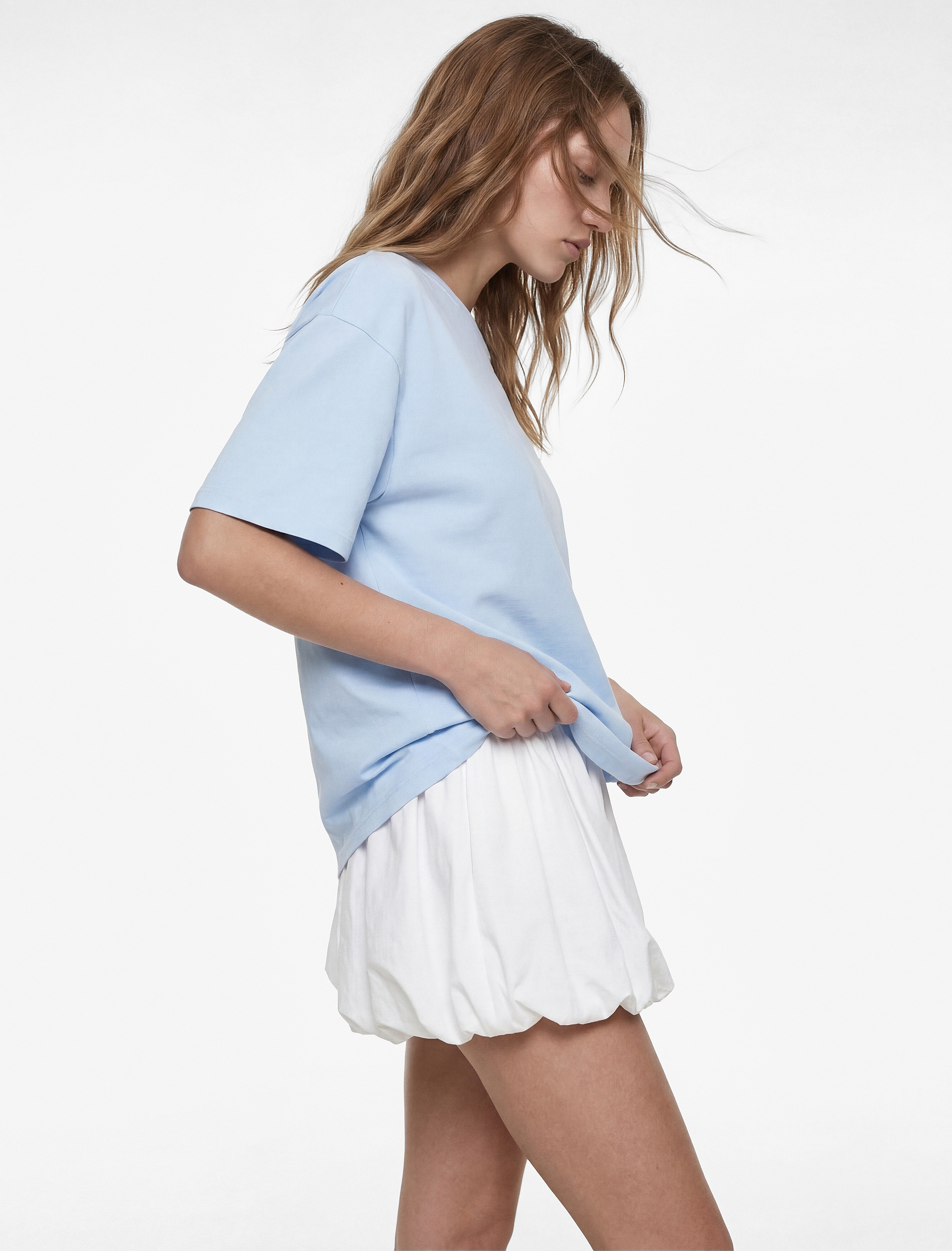   Rahat Kalıp Kısa Kollu Bisiklet Yaka Pamuklu Basic Tişört