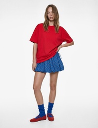 Rahat Kalıp Kısa Kollu Bisiklet Yaka Pamuklu Basic Tişört