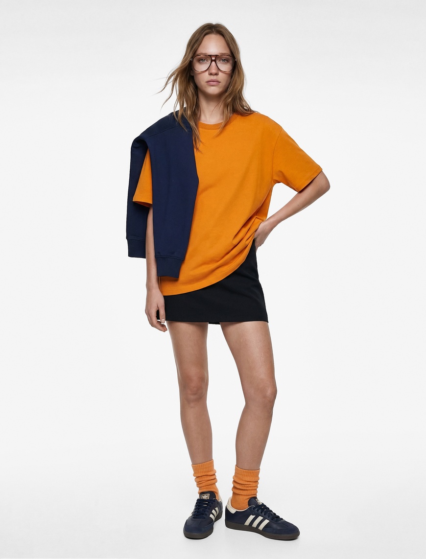 Koton Kadın Rahat Kalıp Kısa Kollu Bisiklet Yaka Pamuklu Basic T-Shirt
