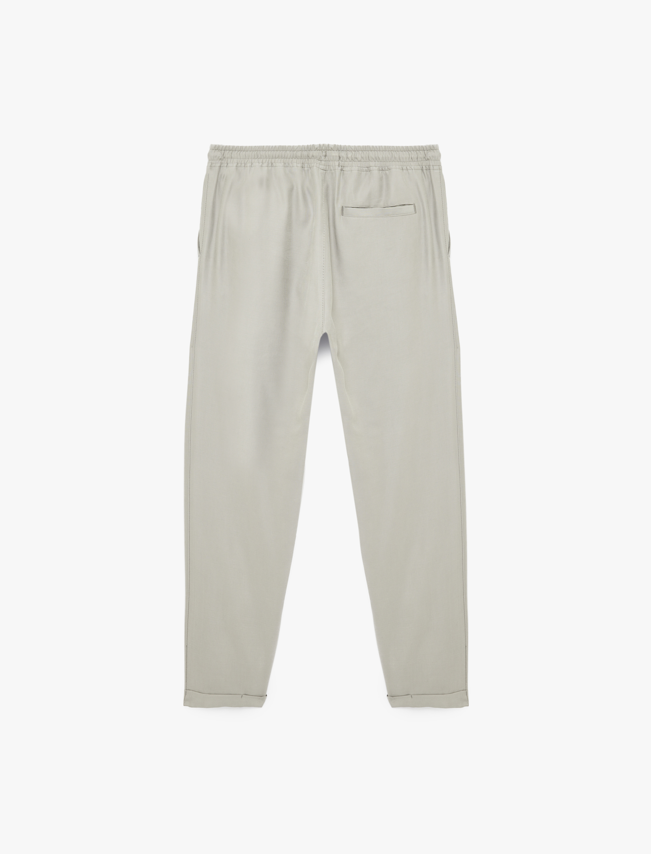 Viskon Cep Detaylı Duble Paça Beli Bağcıklı Pantolon - Görsel 4