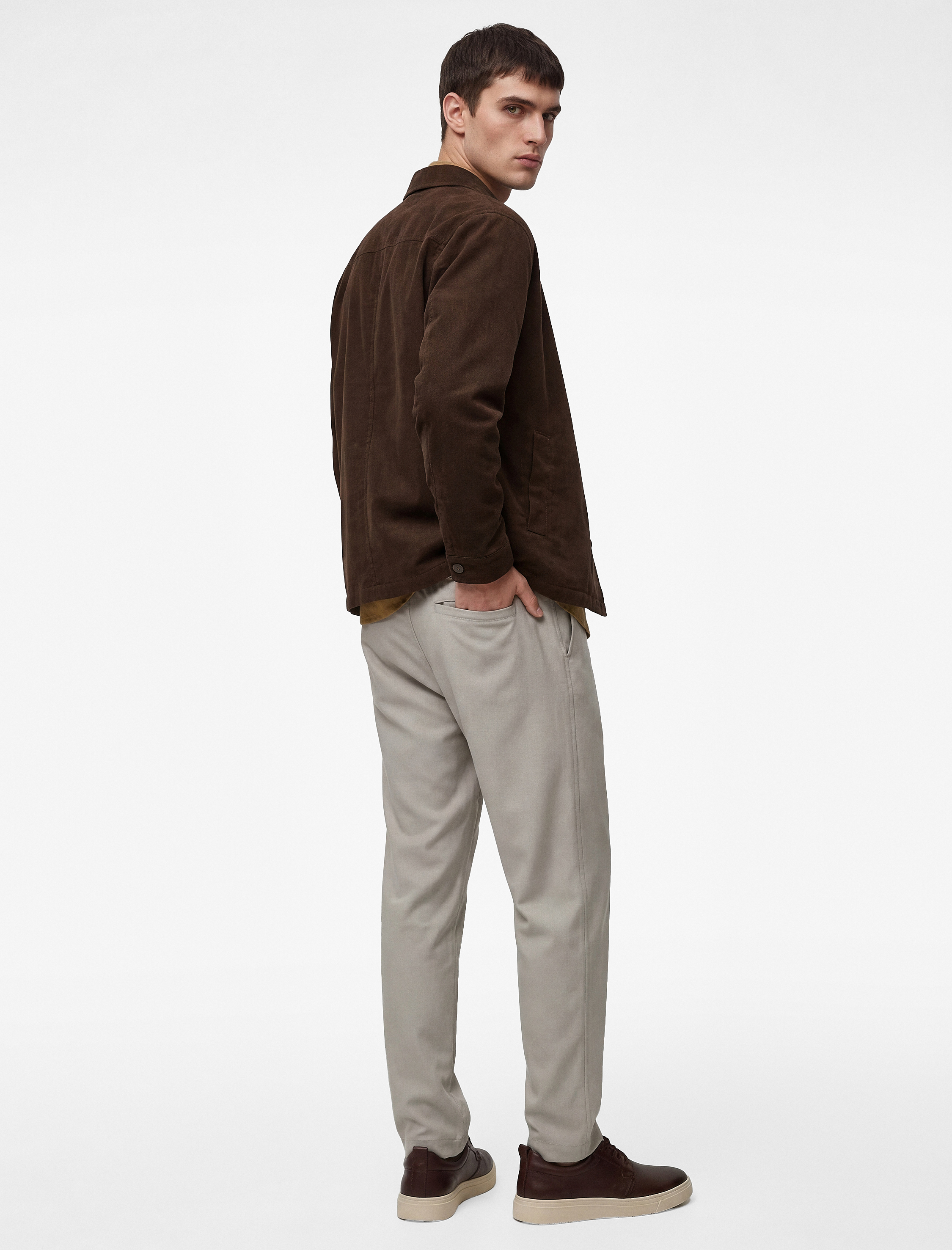 Viskon Cep Detaylı Duble Paça Beli Bağcıklı Pantolon - Görsel 2