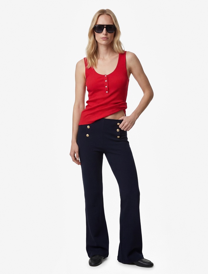  Aksesuar Düğme Detaylı İspanyol Paça Tayt